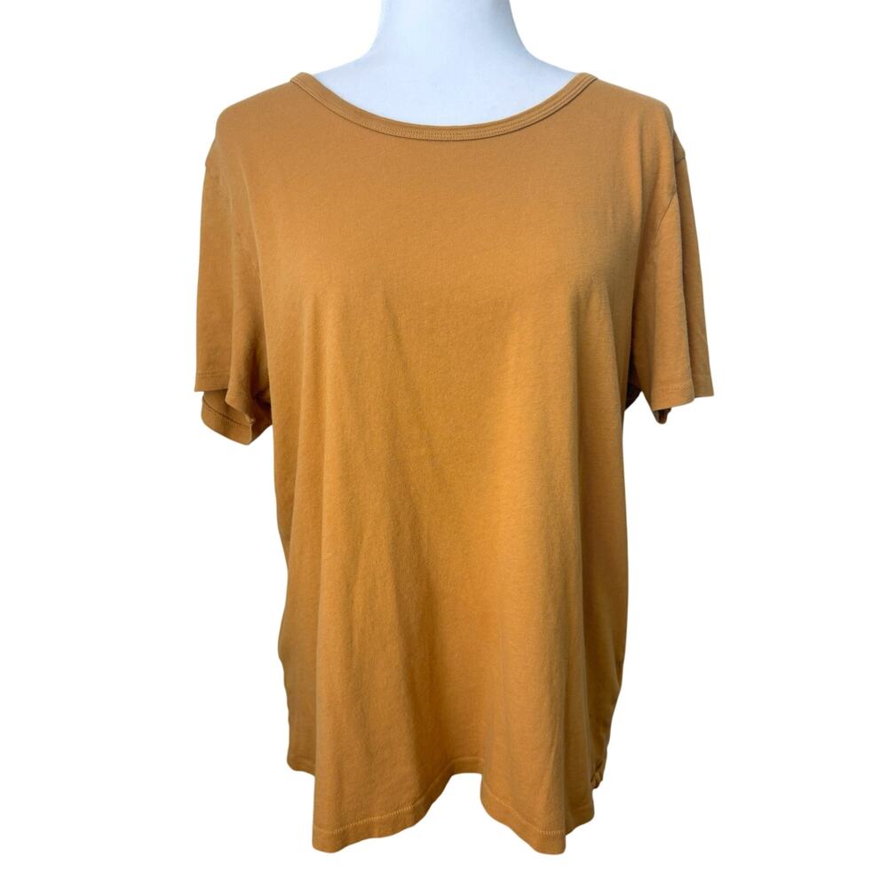 Jenni Kayne 100% Cotton Short Sleeve Tee in Mustard Brown Size Large